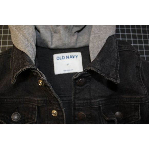 Old Navy/ Jacket with hood/(Size 3T) Black Demin with sweatshirt hoodie - Picture 2 of 16